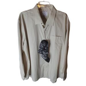 Bespoke 34/35 Tan Button Down Dress Shirt with Tie, NWT